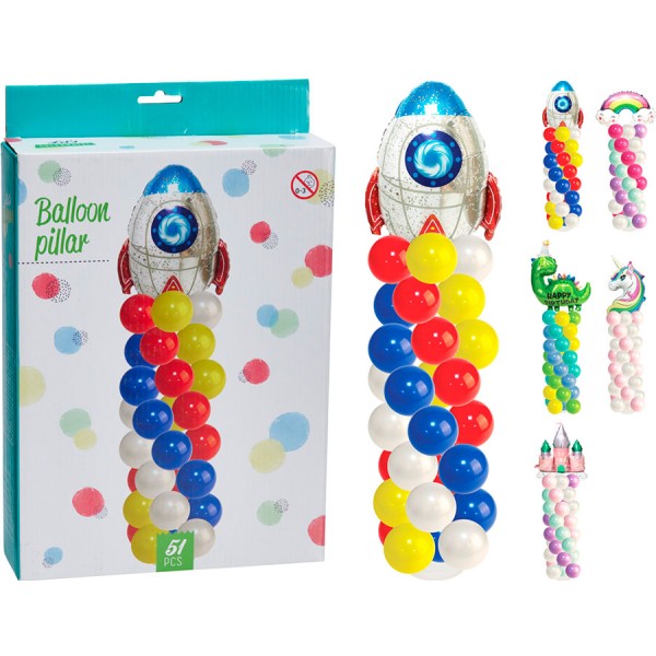 Pilar de globos 51 piezas, modelos variados
